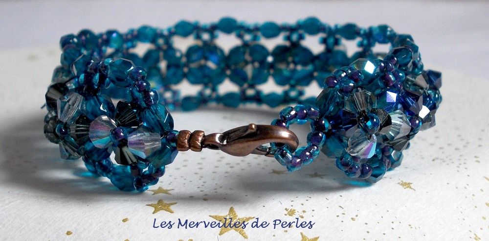 Belle de Nuit-armband med bohemiska glasfacetter och snurrande toppar i Swarovski-kristall