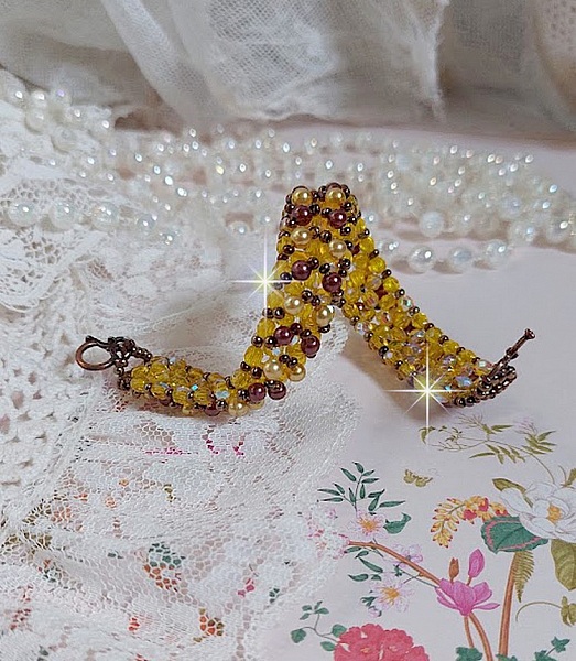 Soleil p&auml;rlband med glasp&auml;rlor och facetter