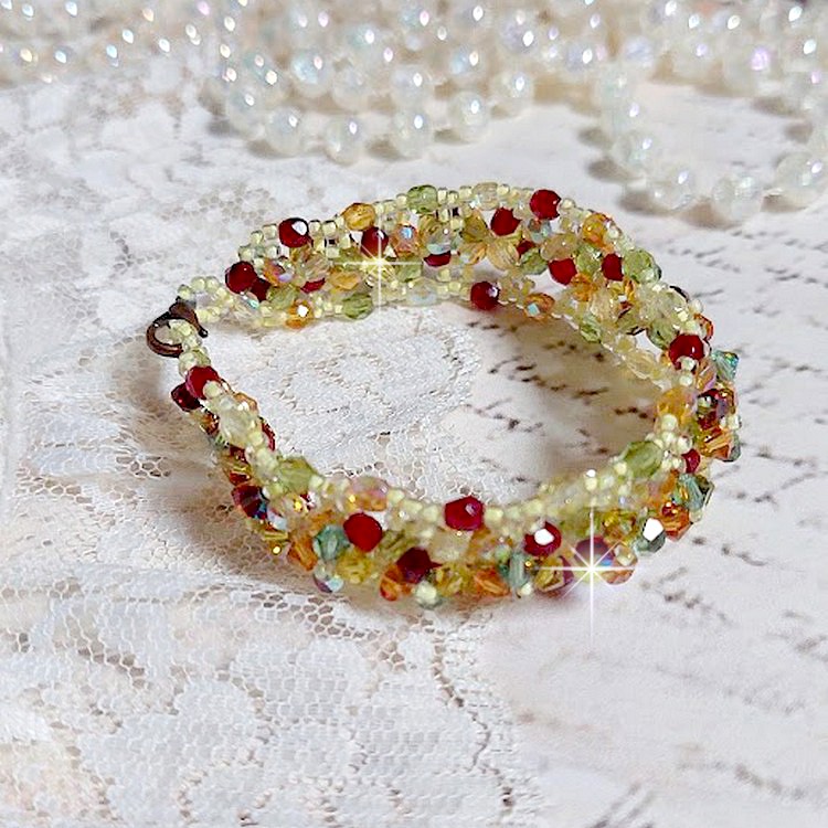 Provencalt armband med Swarovski-kristaller med snurrande toppar och facetter