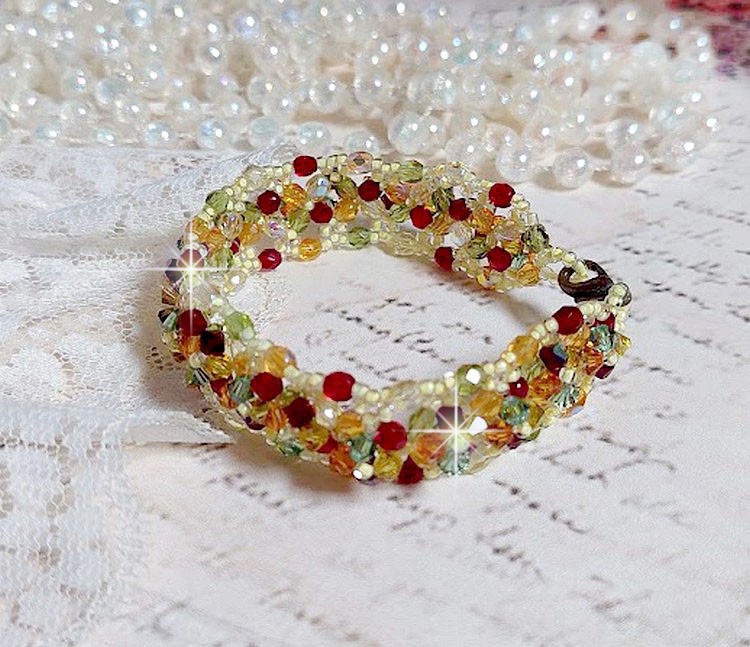 Provencalt armband med Swarovski-kristaller med snurrande toppar och facetter