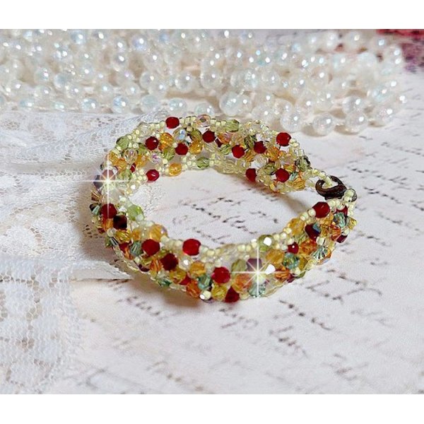 Provencalt armband med Swarovski-kristaller med snurrande toppar och facetter