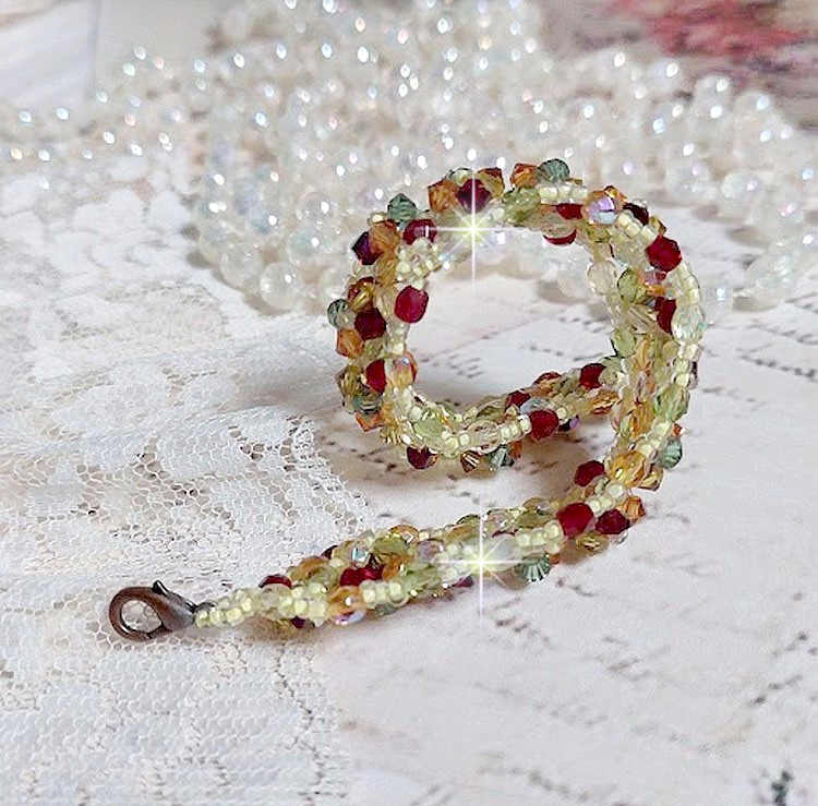 Provencalt armband med Swarovski-kristaller med snurrande toppar och facetter