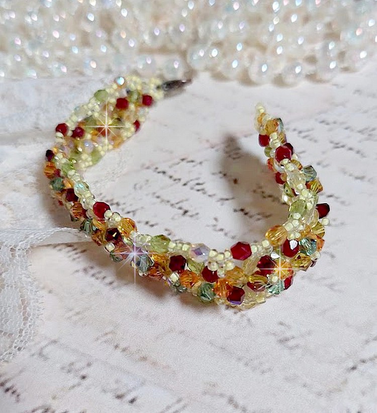 Provencalt armband med Swarovski-kristaller med snurrande toppar och facetter