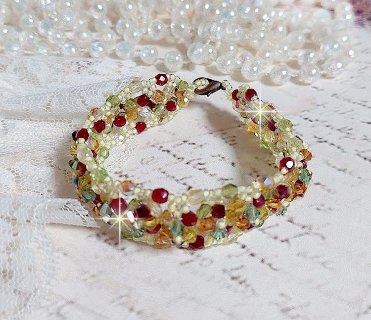 Provencalt armband med Swarovski-kristaller med snurrande toppar och facetter