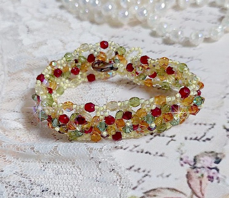 Provencalt armband med Swarovski-kristaller med snurrande toppar och facetter