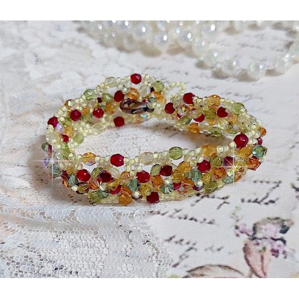 Provencalt armband med Swarovski-kristaller med snurrande toppar och facetter