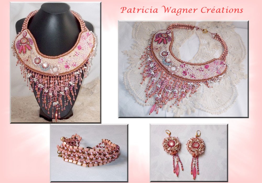 Rose Royale halsband, broderat med halvädelpärlor, Swarovskikristall och olika pärlor av Haute-Couture-kvalitet.