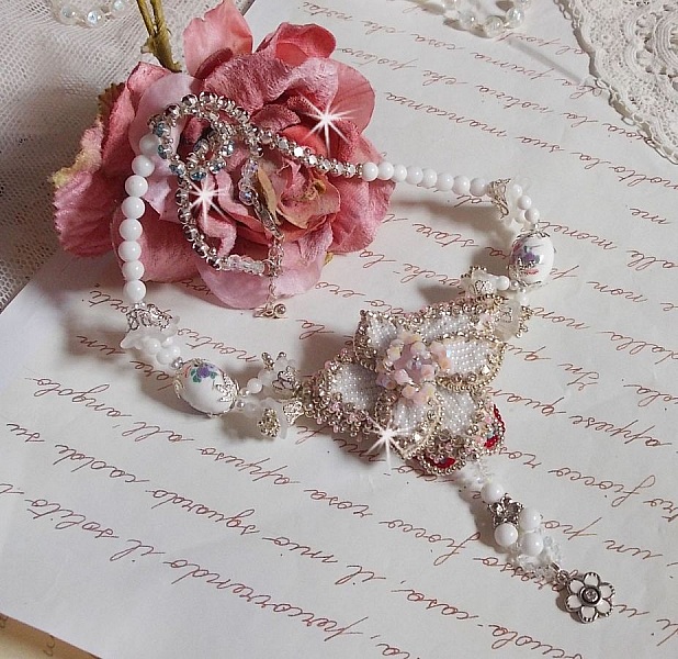 Collier Nuit Etoil&eacute; avec des perles semi-pr&eacute;cieuses et Cristaux de Swarovski