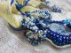 Haute-Couture Blue Palace hängande halsband med färgade fröpärlor och Swarovski-kristaller