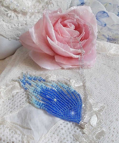 Soft Blue Dreams h&auml;nge skapat med himmelsbl&aring;, safir, silver kvalitet fr&ouml; p&auml;rlor med 925/1000 Sterling Silver tillbeh&ouml;r