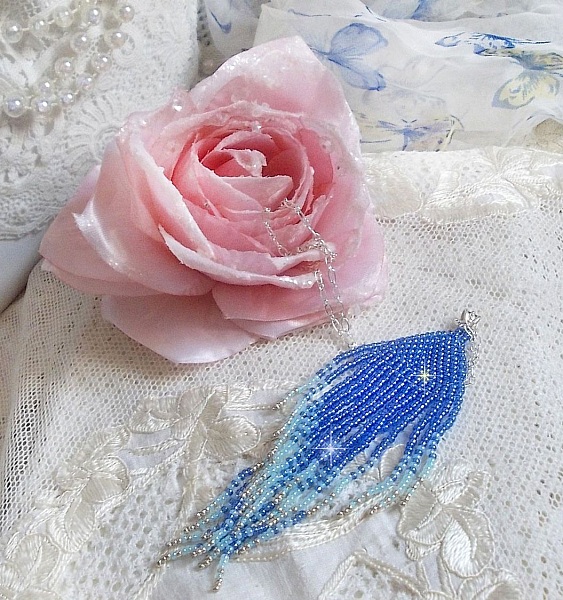 Soft Blue Dreams h&auml;nge skapat med himmelsbl&aring;, safir, silver kvalitet fr&ouml; p&auml;rlor med 925/1000 Sterling Silver tillbeh&ouml;r