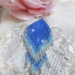 Soft Blue Dreams hänge skapat med himmelsblå, safir, silver kvalitet frö pärlor med 925/1000 Sterling Silver tillbehör