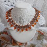 Bärnstenshalsband med Swarovski kristallpärlor och facetterade glasdroppar