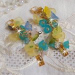 BO Bella Yellow monterad med Swarovski-kristaller, frostat blommor och pärlor. 