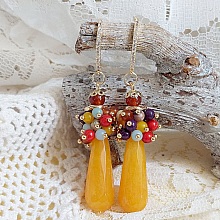 BO Dolce Vita en Jaune créées avec pierres de gemme, crochets d’oreilles argent 925 doré
