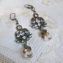 BO Lady in Blue monterad med Swarovski-kristaller och zirkonium med bronstillbehör