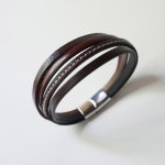 Manschettarmband i brunt läder för män