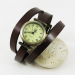 Läderarmband klocka 3 vändor anpassningsbara