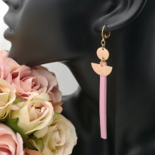 Solo långa hängande örhängen Rosa läder eller valfri färg