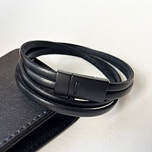 Bracelet cuir double tour fermoir magnétique noir ou couleur au choix