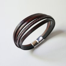 Manschettarmband i brunt läder för män