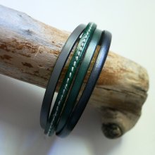 Green & Grey manschettarmband i multiläder för män