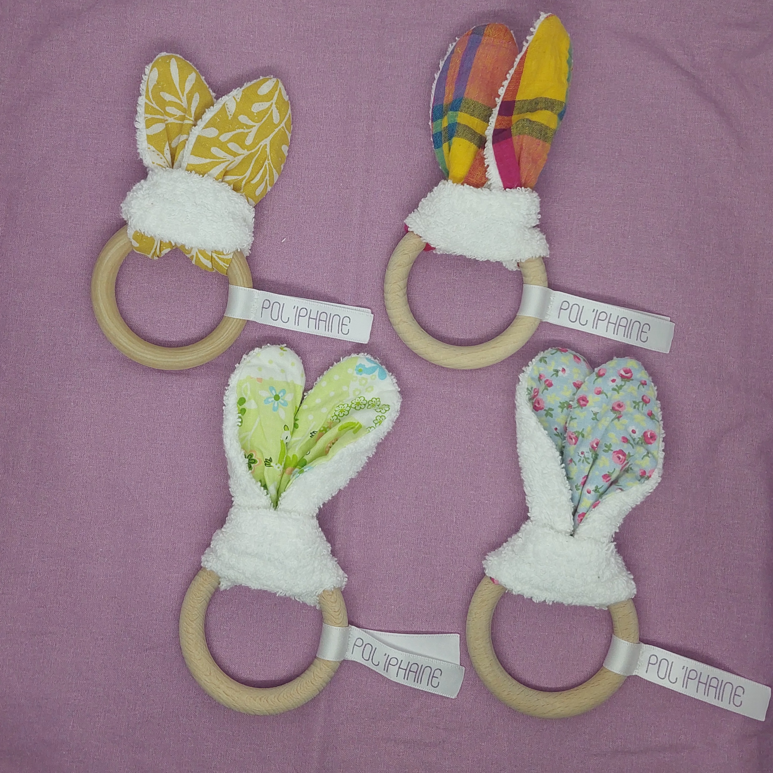 Décoration oreilles de lapin pour chambre de bébé Bleu clair fleuri